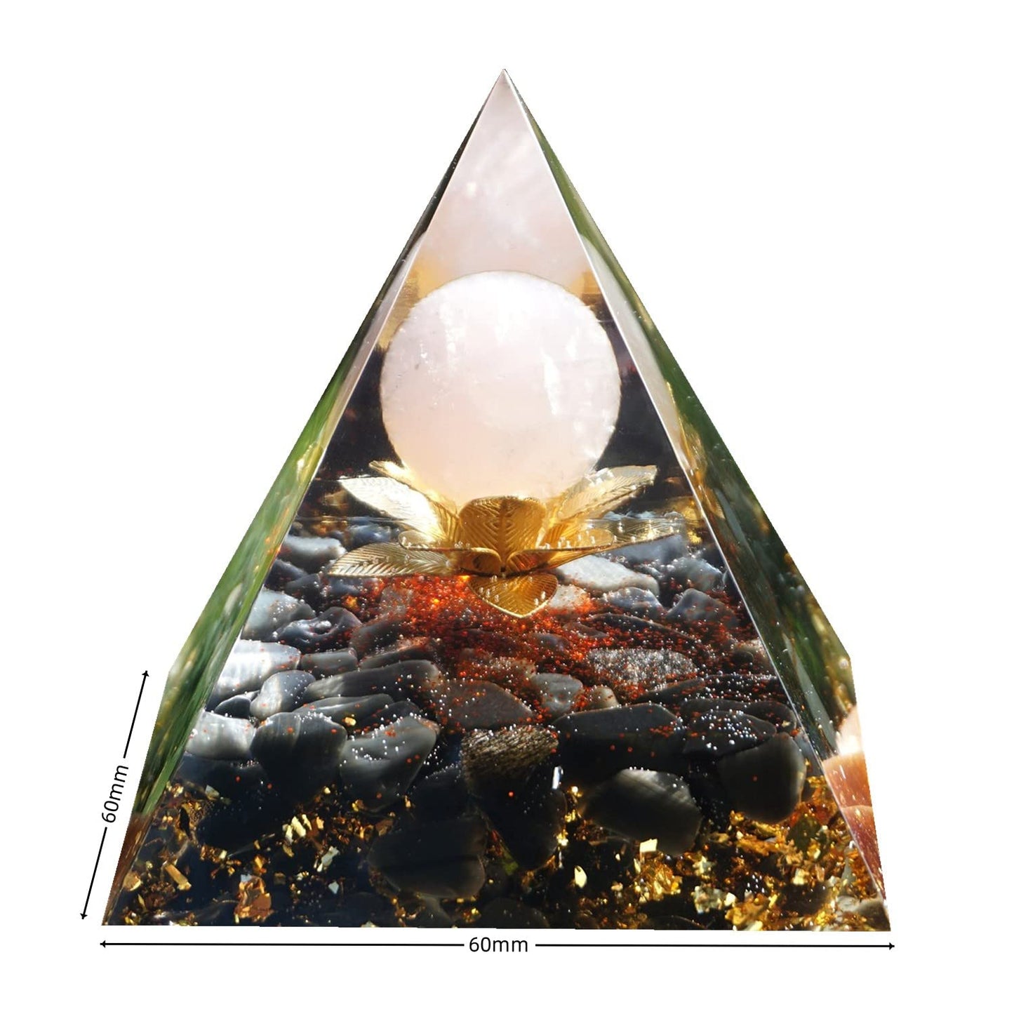 Besorgone Orgonite Pyramid for Positive Energy Chakra Orgone with Crystal Healing Stones Attract Wealth Wisdom Meditation Gift (Rose Quartz Sphere)