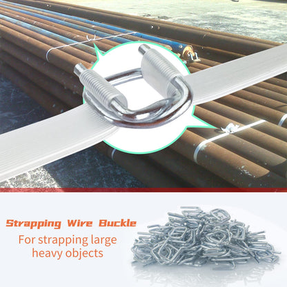 VETAKING Heavy Duty Reusable Buckles with Anti-Slip Coating Sturdy Metal Wire and High Holding Power 100pcs /200pcs Metal Buckles for Plastic Strapping - 3/4'' Strap Width Woven Cord Strapping (100)