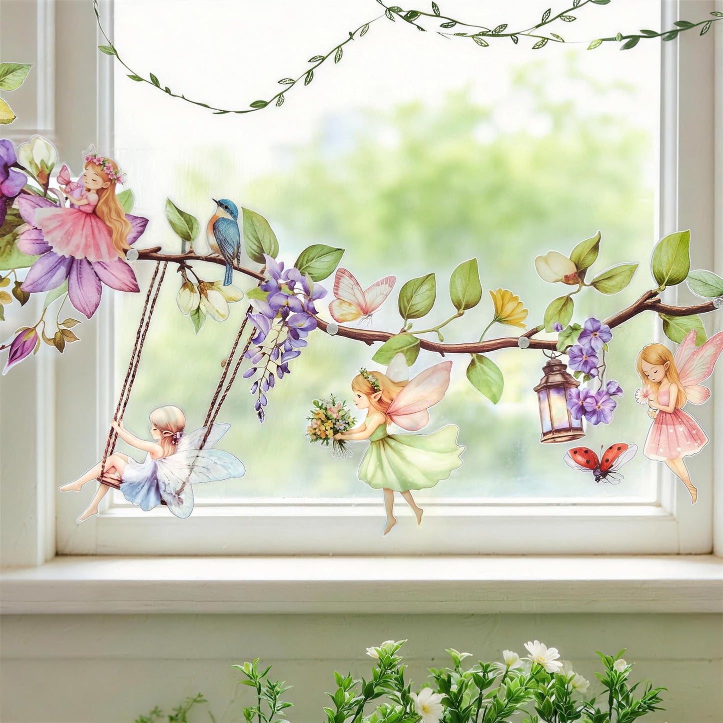 OBBOLO Fairy Party Decorations, Fairy Décor, Flower Banner for Fairy Birthday, Girls Baby Shower, First Birthday, Garden Party Celebration, Outdoor Indoor Fairy Tale Decorations