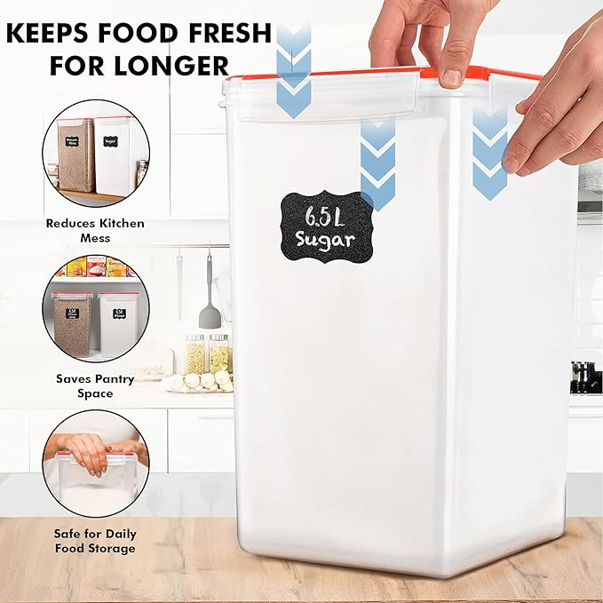 WHITE FEATHER SUPPLIES 2 PC Large Flour Sugar Storage Containers