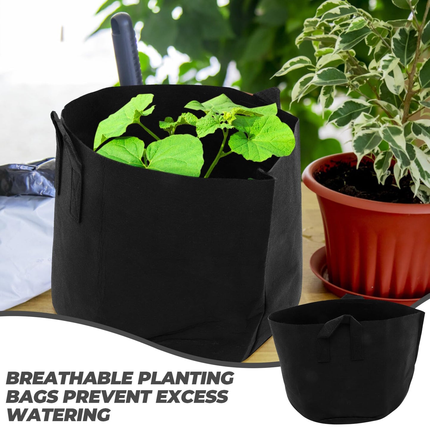 YOSADIER 2pcs 15-Gallon Black Thick Fabric Potato Grow Bags Raised Garden Bed Plant Containers for Outdoor Vegetable and Flower Nursery Gardening