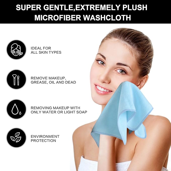 SINLAND Microfiber Facial Cloths Fast Drying Washcloth 12inch x 12inch
