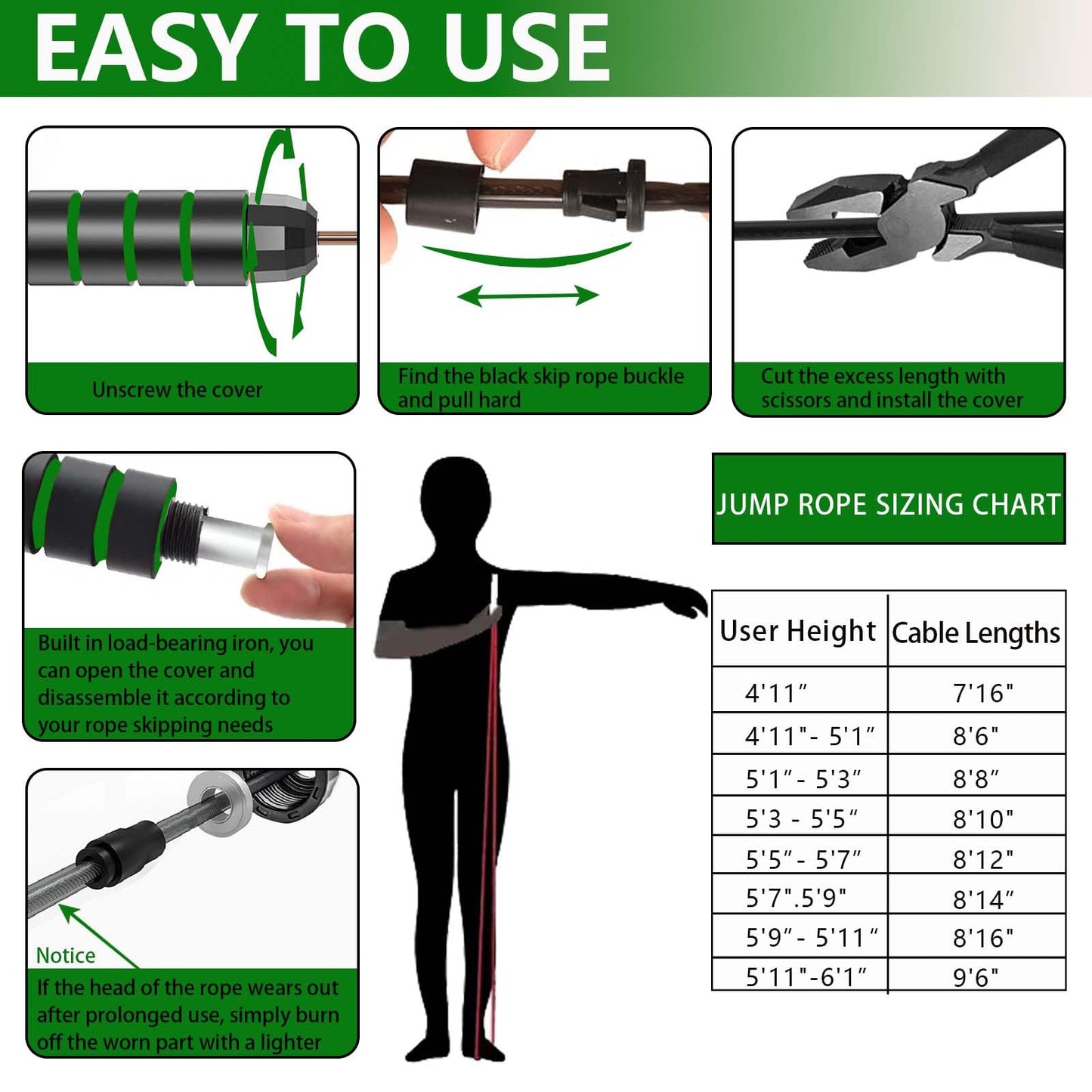 Adjustable Weighted Jump Rope, 9ft Long Tangle-Free Rapid Speed Jumprope for Exercise Calisthenics Fitness Jumping Skipping Double Dutch Boxing Crossfit, Workout Stuff for Women Men Kids Adult