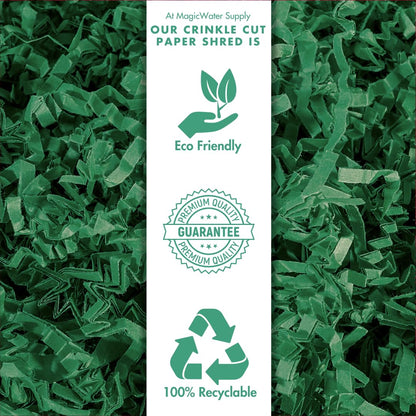 MagicWater Crinkle Cut Paper for Gift Baskets - 2LB - Green - Perfect for Shredded Paper Filler, Basket Filler, Gift Boxes, Bridesmaid Gifts, Christmas Stuffers & More – Ideal for All Occasions