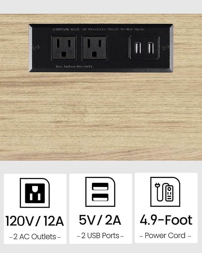 TUTOTAK End Table with Charging Station, Small Side Table with Outlets