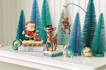 Enesco Rudolph Traditions by Jim Shore Carrying a Stack of Presents Hanging Ornament, 4.13 Inch, Multicolor