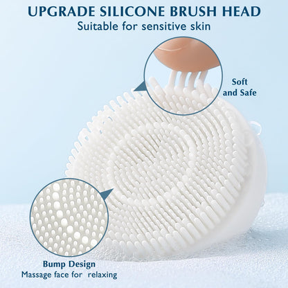 COSLUS Facial Cleansing Brush Silicone Face Scrubber: 2 in1 FBS-D Electric Exfoliating Massage Device Waterproof Deep Cleaning Exfoliation Rotating Spa Machine - Electronic Skin Care Wash Clean System
