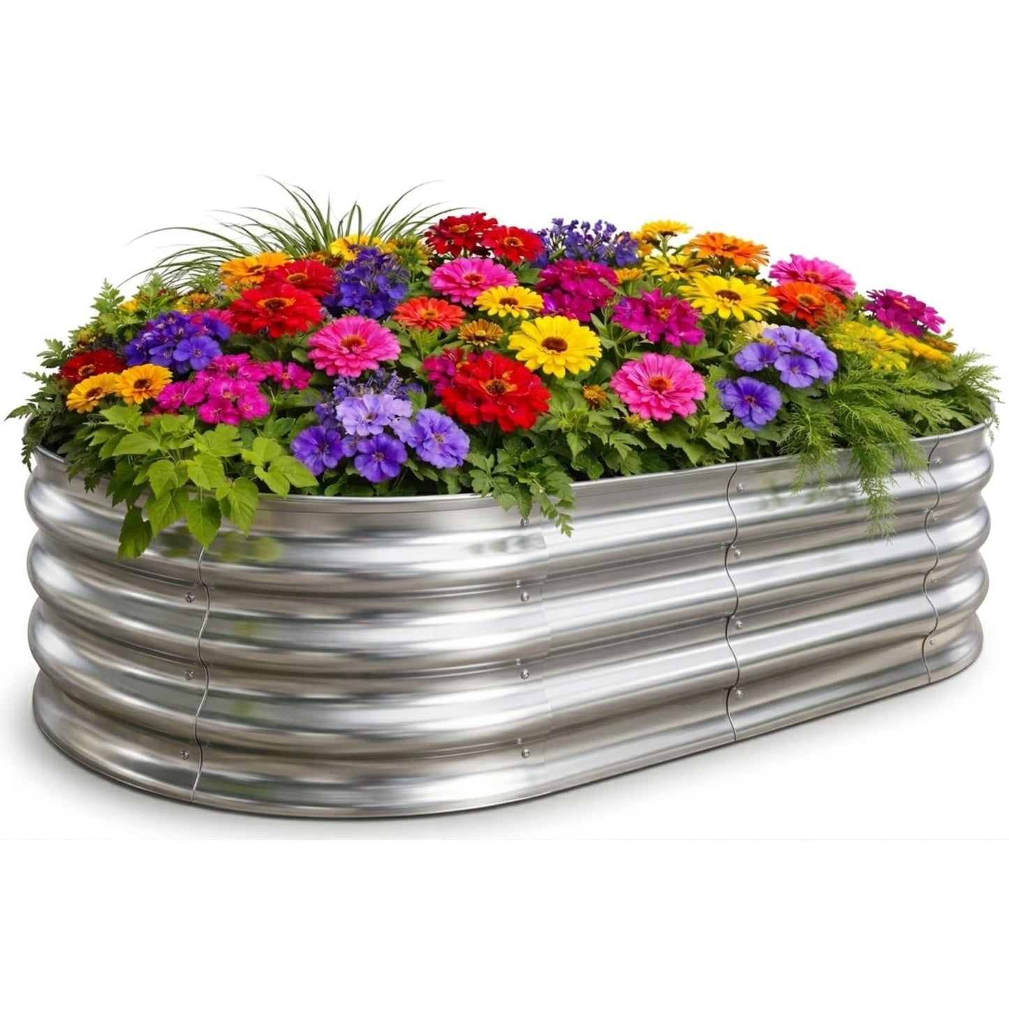 TATAANTY Raised Garden Bed for Outdoor: 4x2x1ft Durable Metal Vegetable Plant Container Kit - Oval Planter Box for Gardening Flower Trough Galvanized - 1 Pack