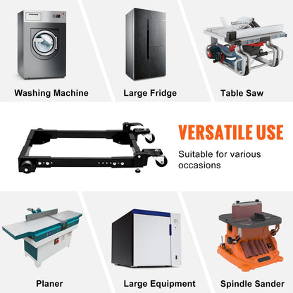 VEVOR Mobile Base, 1500 lbs Capacity, Adjustable from 18" x 24" to 26.5" x 31.5", Heavy Duty Universal Mobile Base Stand with Swivel Wheels, for Woodworking Equipment, Bandsaw, Power Tools, Machines