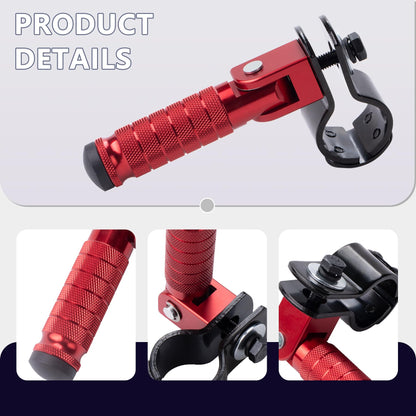 Universal 8mm Foot Pegs 90 Degree Foldable Motorcycle Footpegs CNC Anti-Skid Footrest compatible with Honda Yamaha Aprilia Suzuki Electric Car Motorbike Mini Bike Dirt Pit Bike Passenger Pedal （RED）