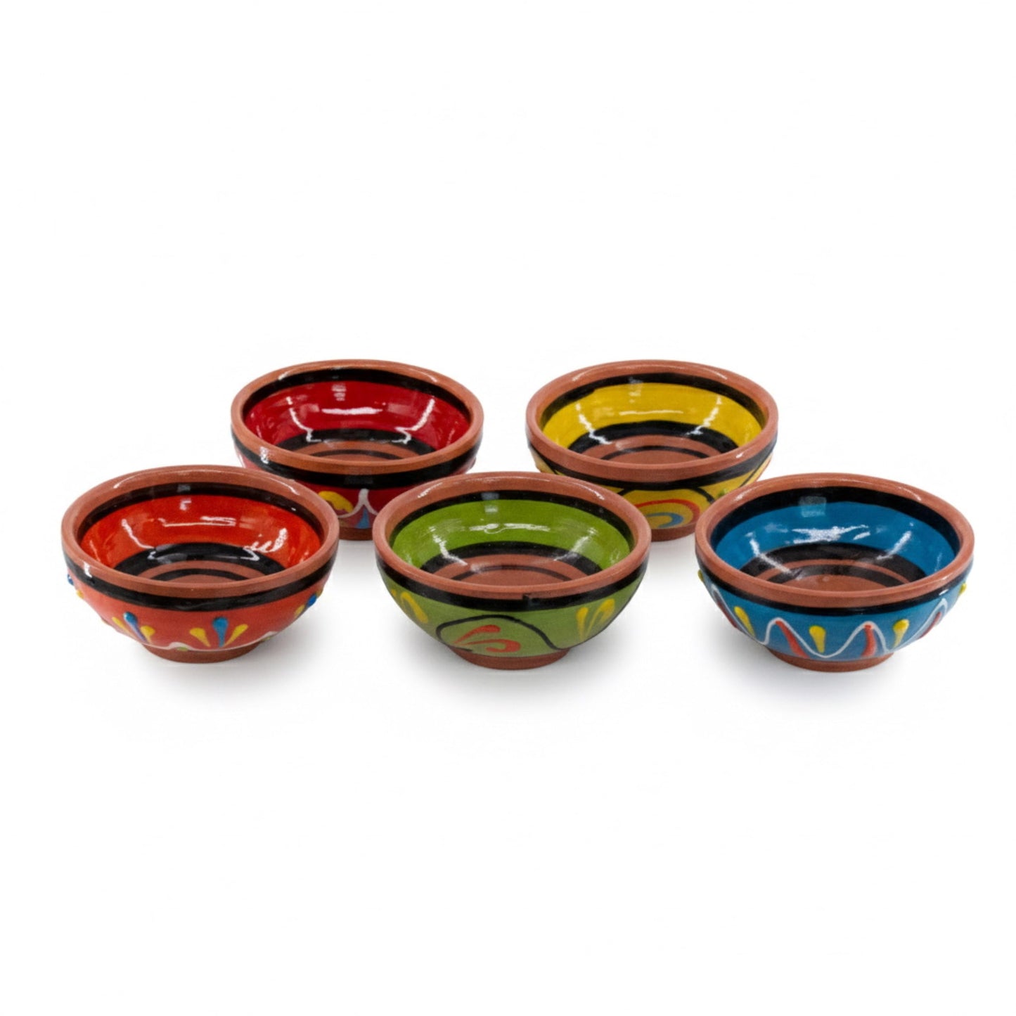 Cactus Canyon Ceramics Spanish Terracotta 5-Piece Tiny Super Small Mini-Bowl (Pinch Bowls) Set, Multicolor