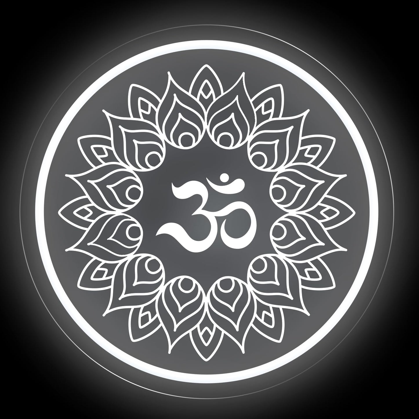 Om Mandala Neon Sign, 11.8″ × 11.8″ White Om Buddha Led Wall Light, Yoga Decor, Meditation Room Sign, Buddha Symbol Gift, Yoga Studio, Pilates Studio Wall Art