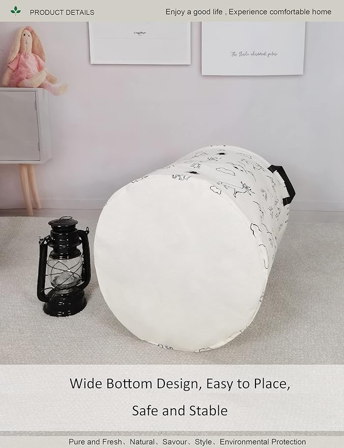 Round Fabric Storage Bin, Decorative Basket, Organizer Basket