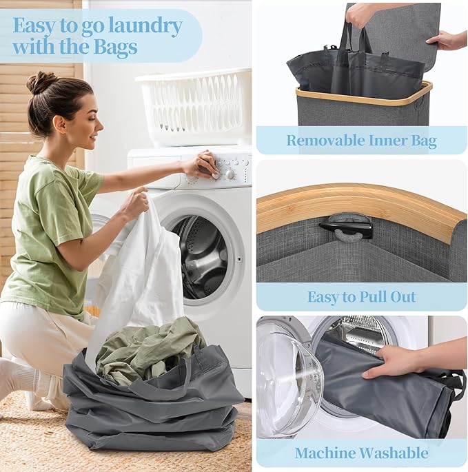 Yecaye 100L Large Capacity Laundry Hamper – Foldable Rolling Laundry Basket