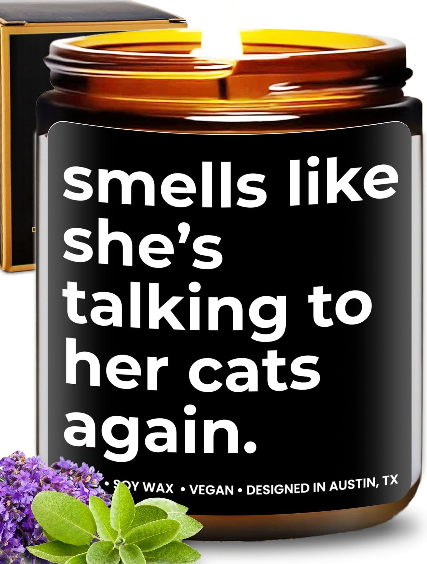 Funny Cat Mom Candle, Smells Like She's Talking to Her Cats Again, Cat Lover Gifts, Pet Themed Gifts for Women, Cat Present, Purrfect Cat Presents for Her, Birthday, Gift-Ready