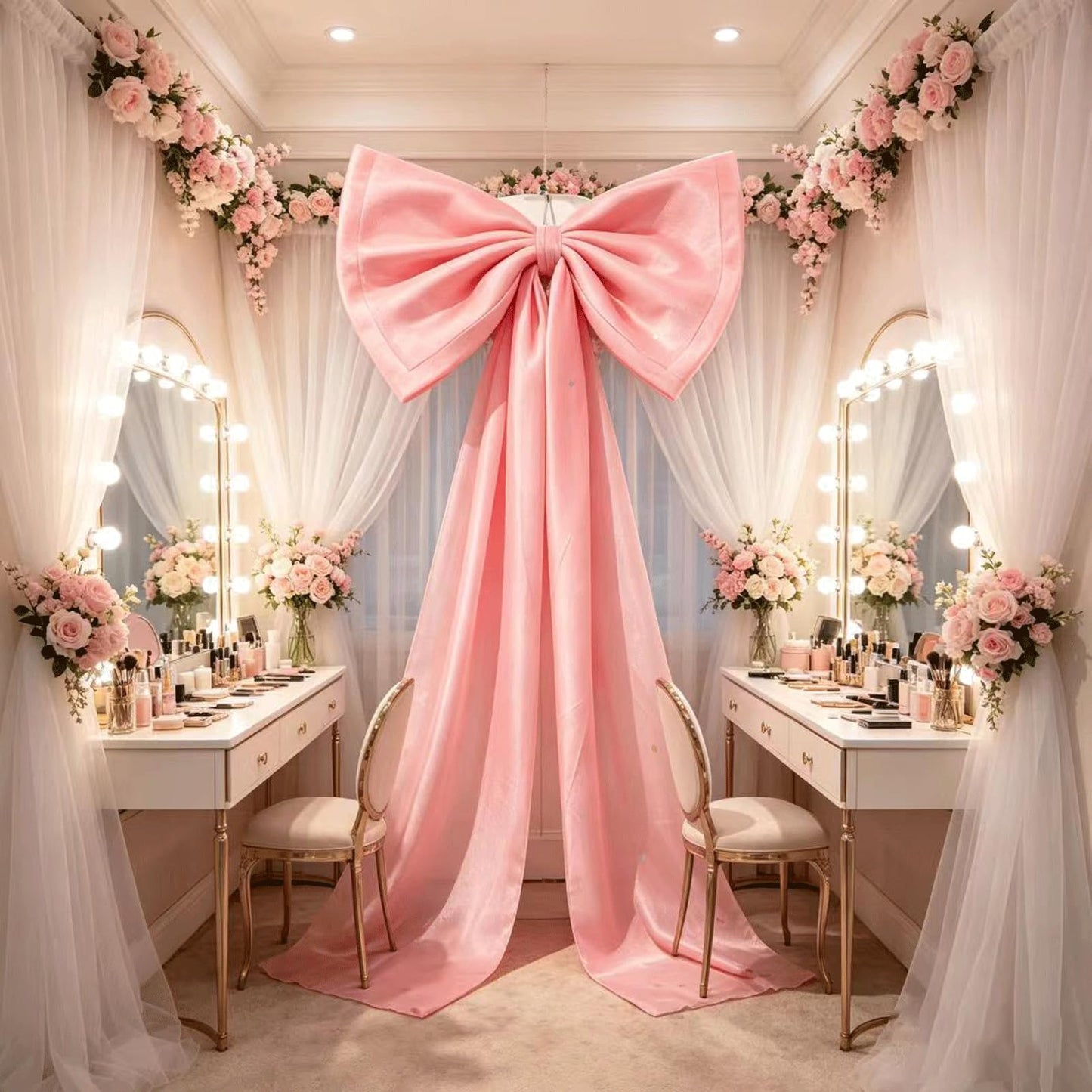 QIANGED Oversized Pink Velvet Bow 1Pc 23.6x70.8 inch, Ultra-Large Velvet Fabric for Cathedral Weddings, Giant Christmas Trees, Luxury Events, Romantic Statement Decor