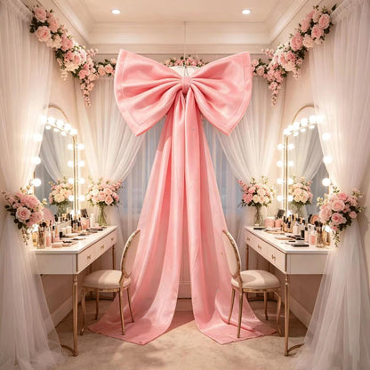 QIANGED Oversized Pink Velvet Bow 1Pc 23.6x70.8 inch, Ultra-Large Velvet Fabric for Cathedral Weddings, Giant Christmas Trees, Luxury Events, Romantic Statement Decor