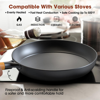imarku Non Stick Frying Pans - 8 inch & 10 inch Frying Pan Nonstick Set, Honeycomb Lock Oil Cast Iron Skillets, Dishwasher Safe, Induction Compatible, Detachable Handle Pans, Best Gifts