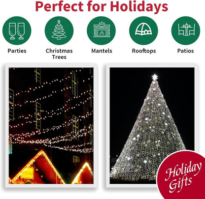LAMPHOME 33ft Christmas Decorative Mini Lights, 100 LED Transparent Wire Fairy Starry String Lights Plug in, 11 Lighting Modes, for Indoor Outdoor Xmas Tree Wedding Party Decoration (White)