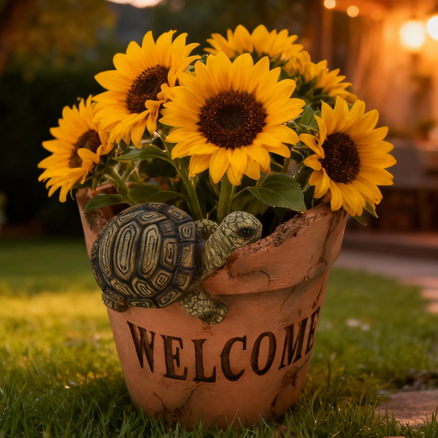 Juliahestia Rustic Turtle Welcome Wall Planter Pot Resin Clay Look Cute Planters for Indoor Outdoor Dry & Artificial Flowers Planters for Porch Garden Pots Gift for Garden Lovers
