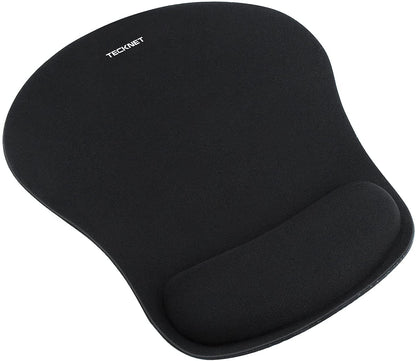 TECKNET Mouse Pad with Wrist Support, Ergonomic Gaming Mouse Pad Pain Relief, Portable Comfortable Mousepad for Computer, Laptop, Office, Home and Travel, Non-Slip Base, Waterproof Surface, Black