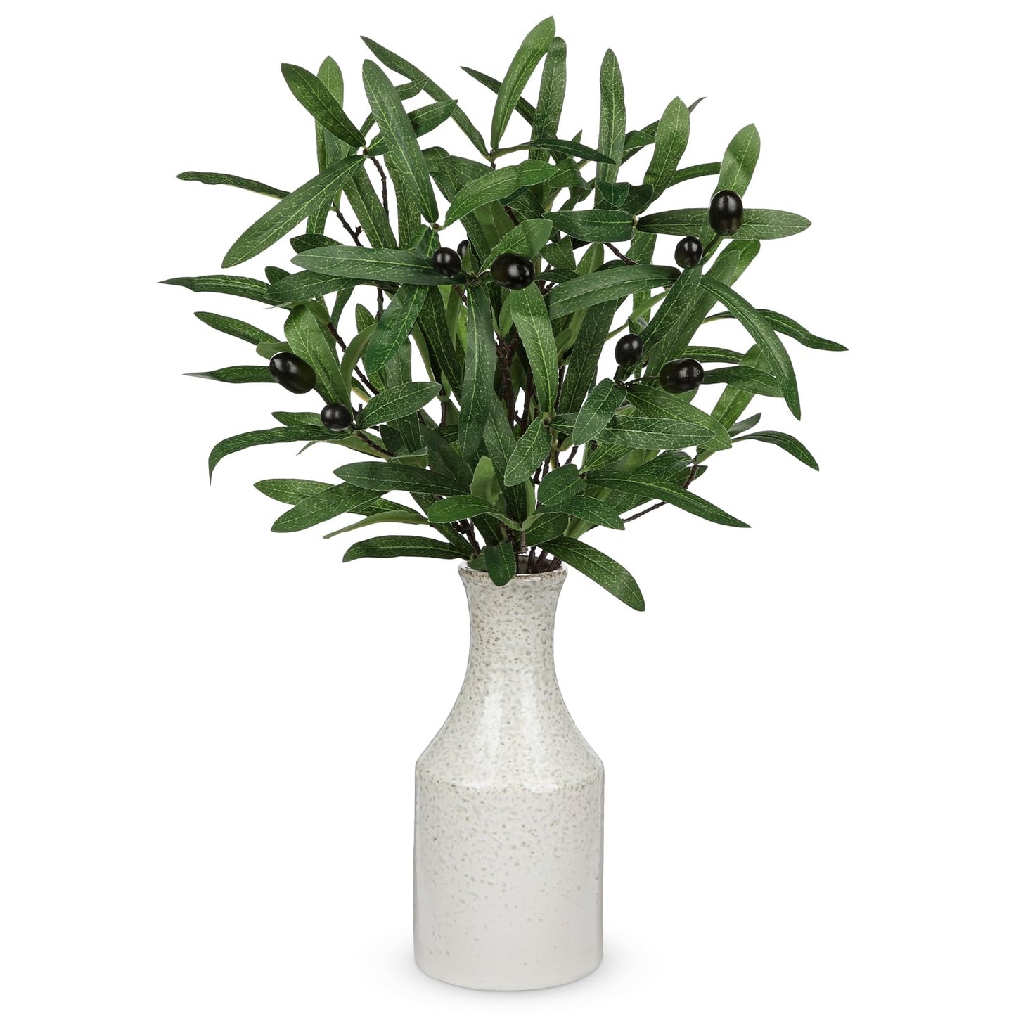 Briful Fake Olive Branches in Rustic Metal Vase 20.4'' Faux Olive Greenery Stems Artificial Potted Plant for Farmhouse Home Living Room Bathroom Kitchen Table Centerpiece Decor
