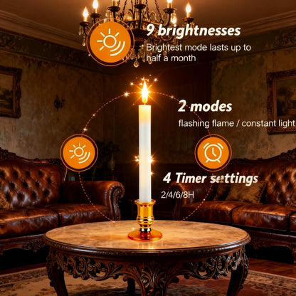 Hoisebecy Christmas Window Candles, 8 Pcs Battery Operated Flameless Taper Candles with Remote, Timer, 3D Wick, Holders & Suction Cups for Christmas, Wedding, Halloween Decor