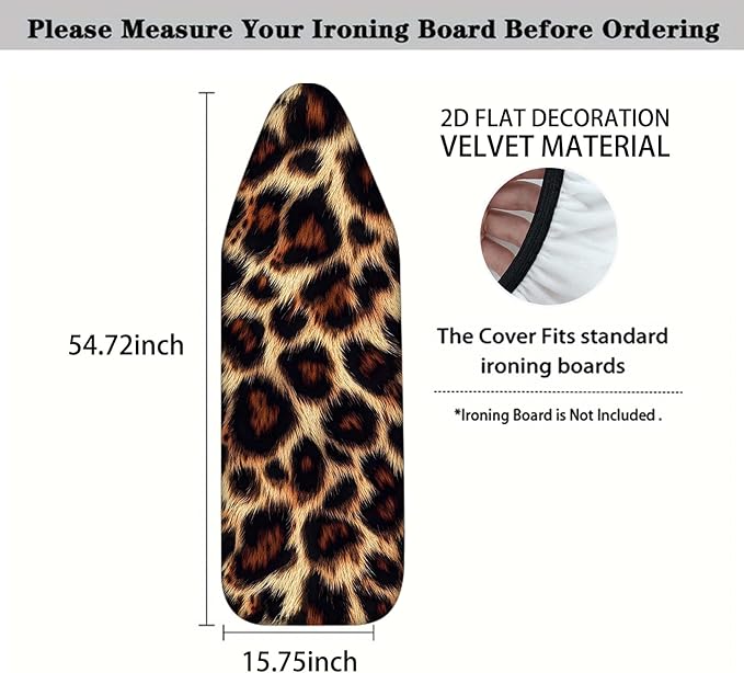 Nuxovilar Realistic Leopard Print Pattern Ironing Board Cover, 15×54 inch