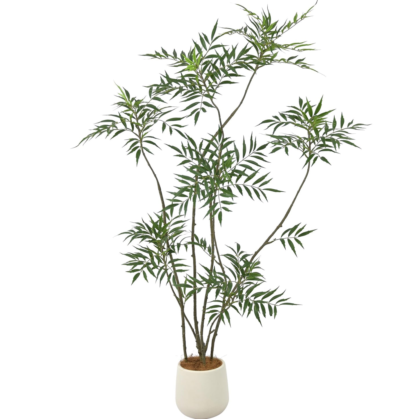 Artificial Mahonia Fortunei Tree 6FT - Faux Trees Indoor with 576 Lifelike Vivid Leaves and 7 Heads, 72" Tall Fake Potted Plant for Home Office Living Room Decor Housewarming Gift