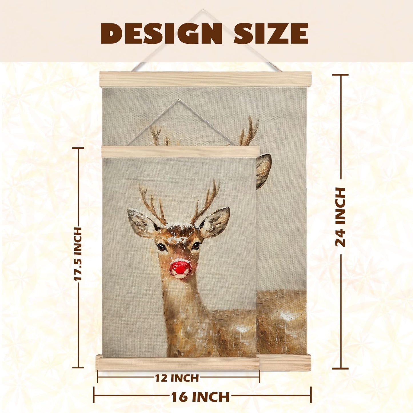 Luvadian Winter Wall Art - Rudolph Red Nose Reindeer, 16x24 Inch