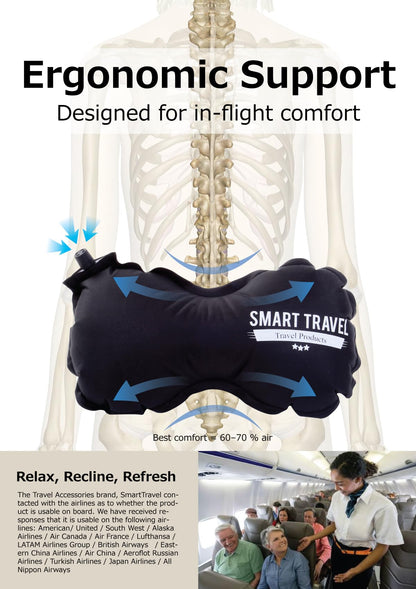 Smart Travel Travel Products Lumbar Pillow Inflatable Lumbar Support Pillow Travel Pillows for Airplane Long Flight Essential for Women Men Kids