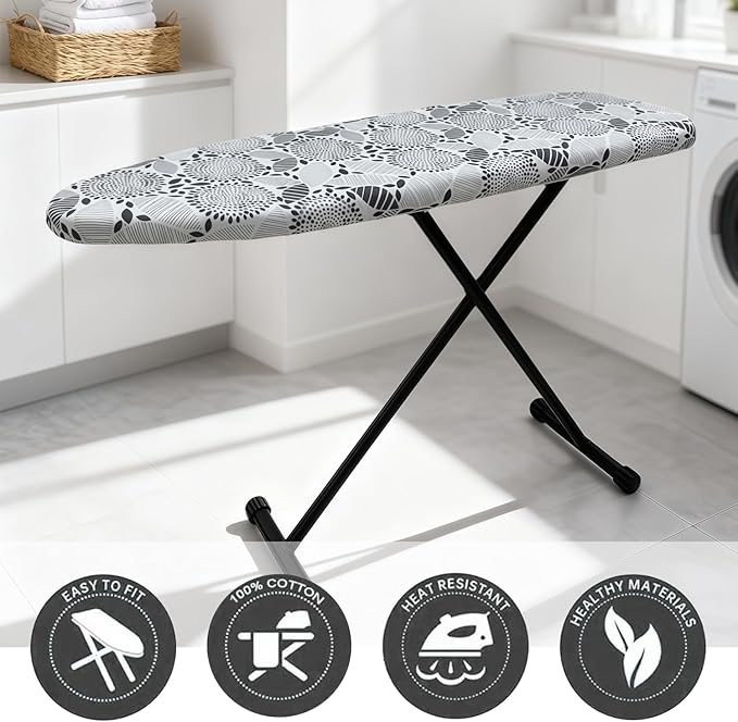 Ironing Board Cover and Pad, Sewn-in Thick Feltpads, Elastic Edge, Fits