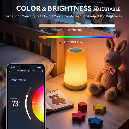 Auxmir LED Night Light Bedside Lamp Touch and Remote Control Dimmable Tabletop 13 RGB Colors Changing 5 Brightness Adjustable Rechargeable Portable Lamp for Baby Kids Nursery Bedroom Bathroom Camping