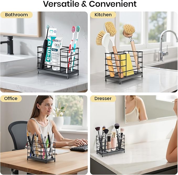 Toothbrush Holder with Quick Drying Mat—Toothbrush and Toothpaste Holders