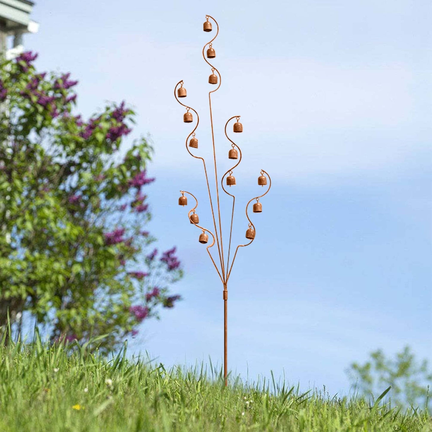 Happy Gardens Decorative Garden Stake | Spiral Tree with Bells [Bronze] | Garden Decor & Yard Art