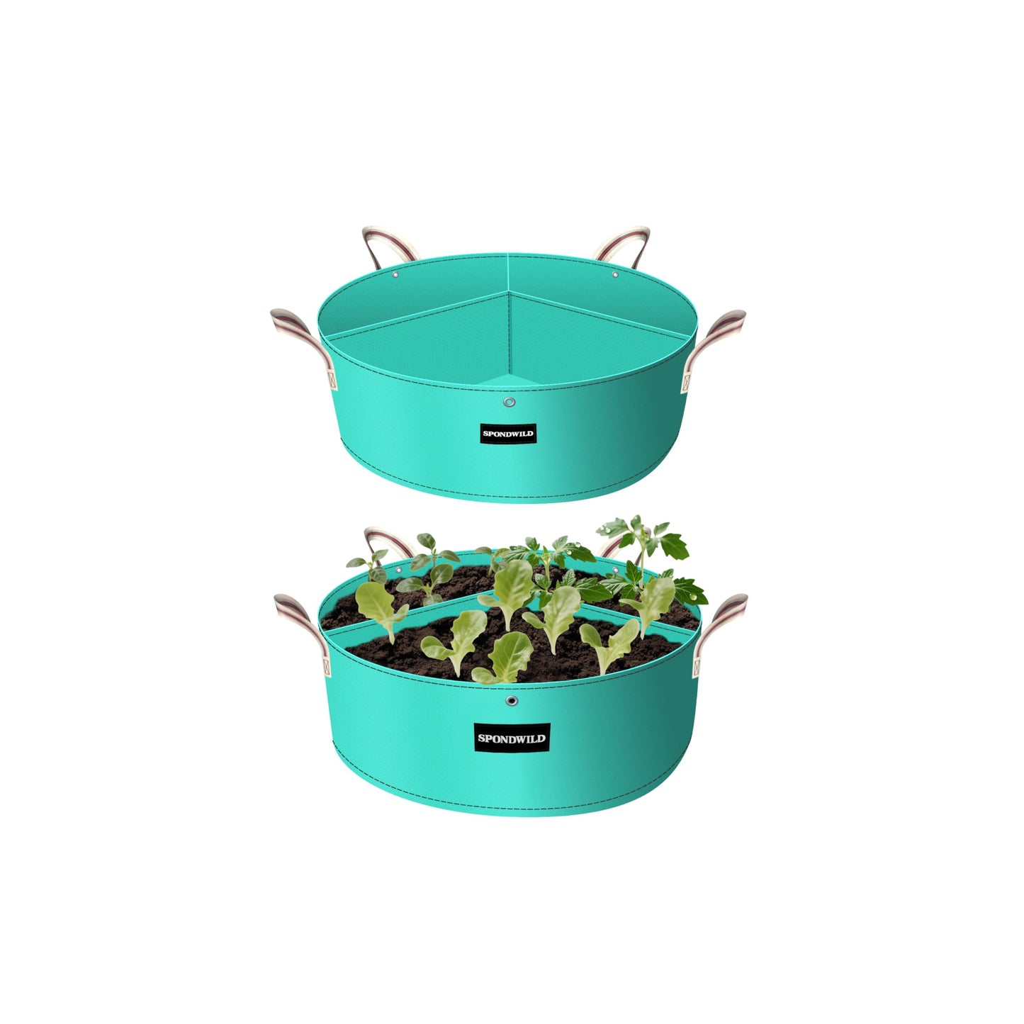 SPONDWILD [Upgraded] 2 Pack 15 Gallon 3 Compartment Potato Grow Bag,Vegetable Growing BagThickened PE Garden Pots with Drainage Holes Branch-Binding Holes, Reusable Plant Bag for Vegetables、Flowers