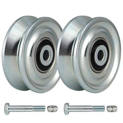 Skelang 3 in V-Groove Wheel, Slide Gate Wheel with Double Bearings, Rolling Gate Caster for Inverted V Track, 2000 Lbs Load Capacity, 2 Sets