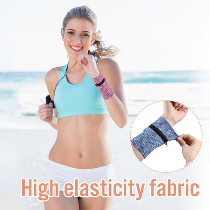 Yuanan 6 PCS Wrist Wallet, Wrist Pouch with Zipper High Elasticity Wristband Wallet Light Comfortable Ankle Wallets Key Card Storage Bags for Women Men Travel Running Walking Hiking-6 Colors