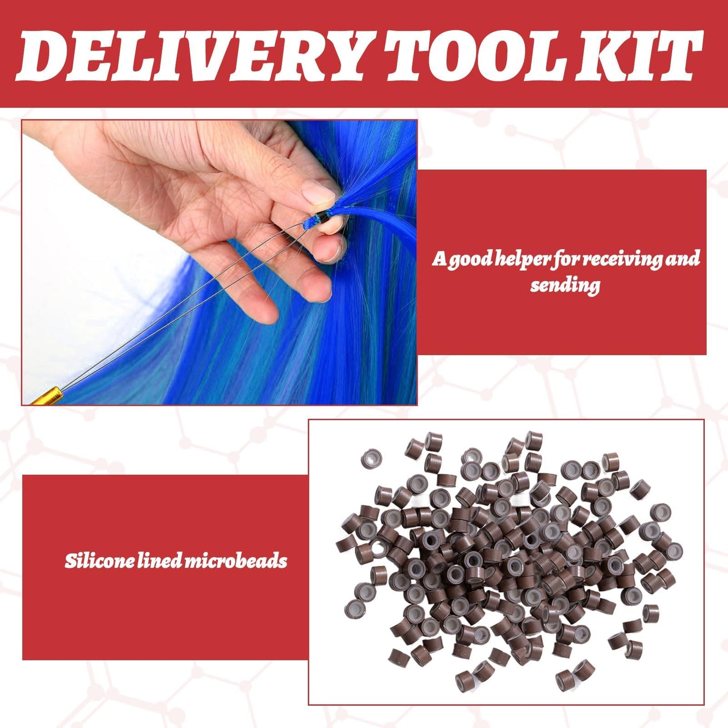 Nano Beads Hair Extensions Kit, 1PCS Hair Extension Tools - Professional Pliers and Loop Threader