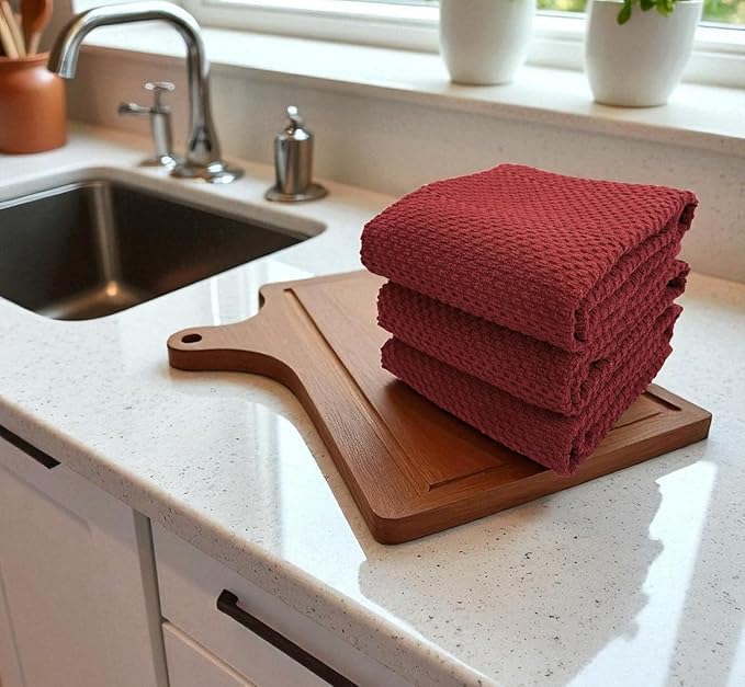 Maroon Dark Red Brick Red Kitchen Hand Dish Towels: Oversized 28" x 18"