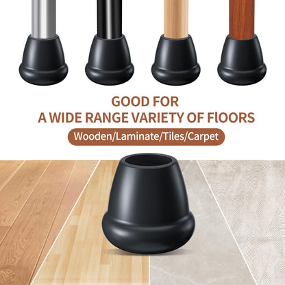 Ezprotekt 1" Rubber Chair Leg Caps, 24 Pcs Round Non-Slip Chair Leg Floor Protectors, Furniture Stool Leg Feet Covers for Bar, Tables, Patio Metal Legs, Black (M Fit: 0.87" - 1")