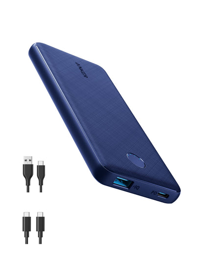 Anker Portable Charger, USB-C Portable Charger 10K with 20W Power Delivery, Power Bank (PowerCore Slim 10K PD) for iPhone 14/13/12 Series, S10, Pixel 4, and More