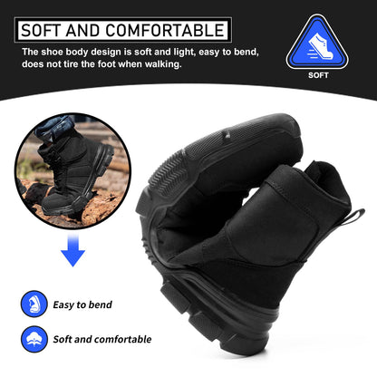 Safety Boots Lightweight Steel Toe Boots Men Women Comfortable Work Boots Shoes Black 10 UK 44 EU 270