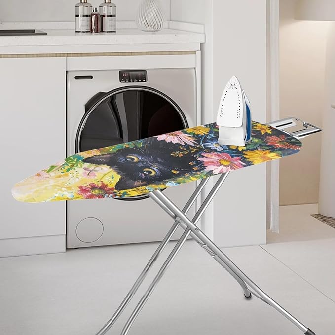 Cat Colorful Flowers Ironing Board Cover