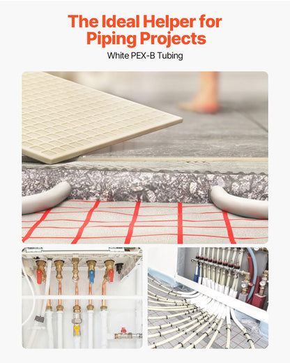 VEVOR PEX Pipe, 1 Inch x 500 FT Tubing, Non Oxygen Barrier White B Pipe, Flexible Water Line for RV Sewer Hose, Plumbing, Radiant Heating