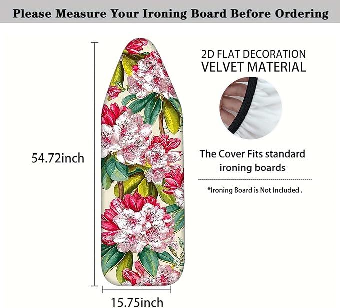 Nuxovilar Red & White Floral Pattern Ironing Board Cover, 15×54 inch, Fits Most