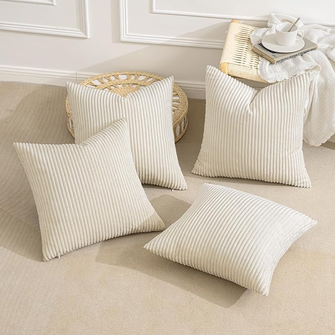 MIULEE Boho Farmhouse Throw Pillow Covers 18x18 Inch Set of 4 Mordern Nordic