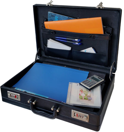 ESSENTIAL PRODUCTS Smooth Nappa Faux Leather Expandable Executive Attache Case Briefcase