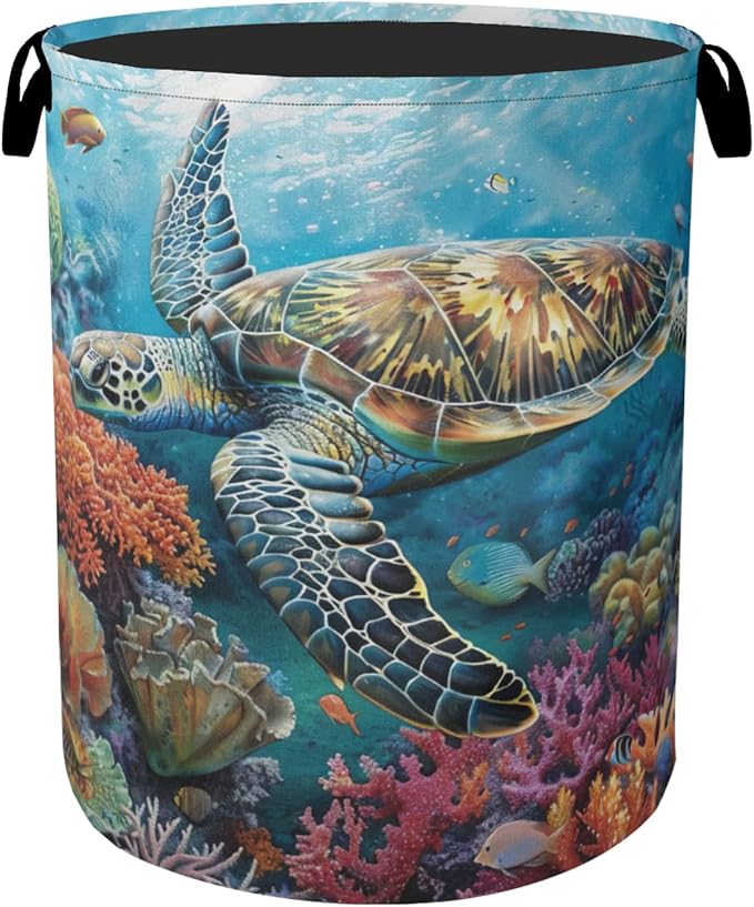 Sea Turtle Foldable Canvas Laundry Basket