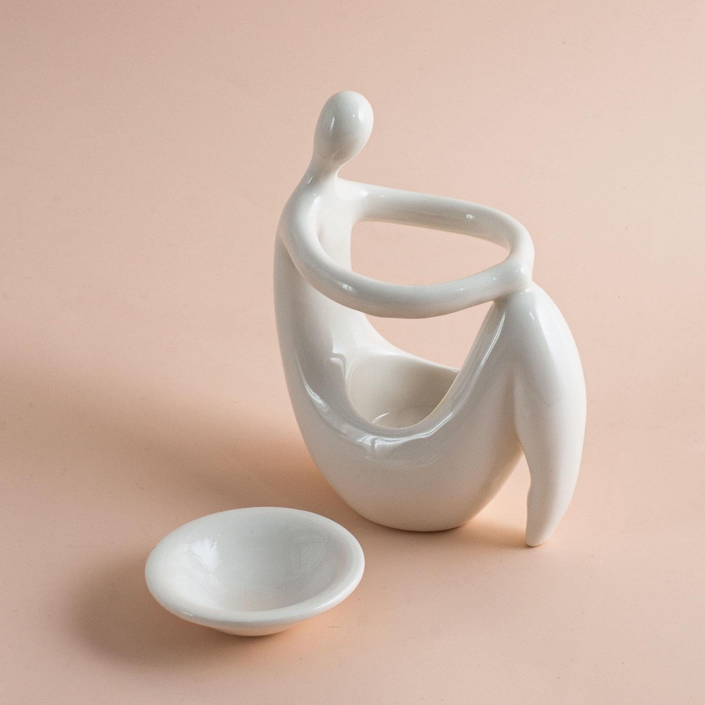 Warmself Beauty Essential Oil Burner Wax Melt Burners, Aromatherapy Aroma Burner Ceramic Oil Diffuser Candle Tealight Holder Home Bedroom Decor-Wait A Moment